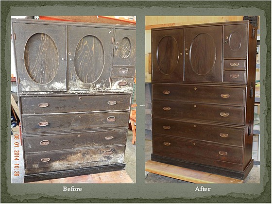 Japanese Tansu restored without any sanding
